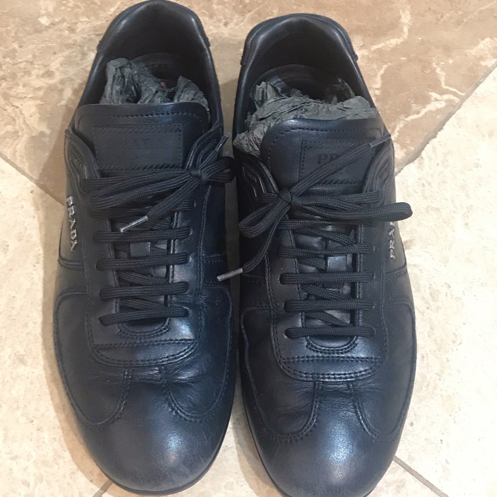 Black Leather Prada Sneakers - Picture 3 of 6